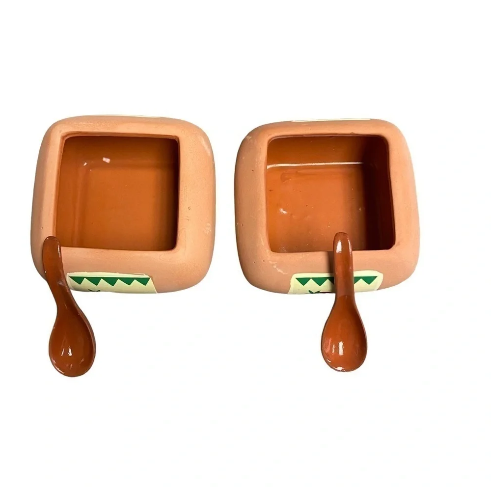Terra Cotta set‎ of salsa bowls with spoons